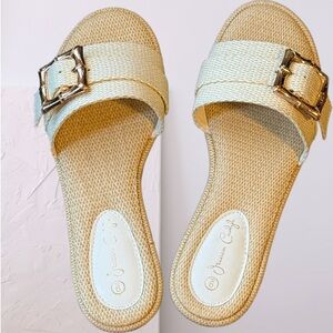 Jessica Carlyle Tan Sandals with Gold Accent